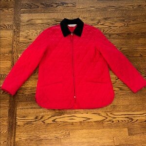 Vintage Women's Quilted Red Barn Jacket with Black Collar